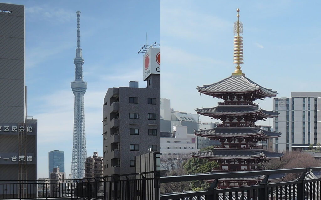 Tokyo Sky Tree and Sensoji Temple in Asakusa